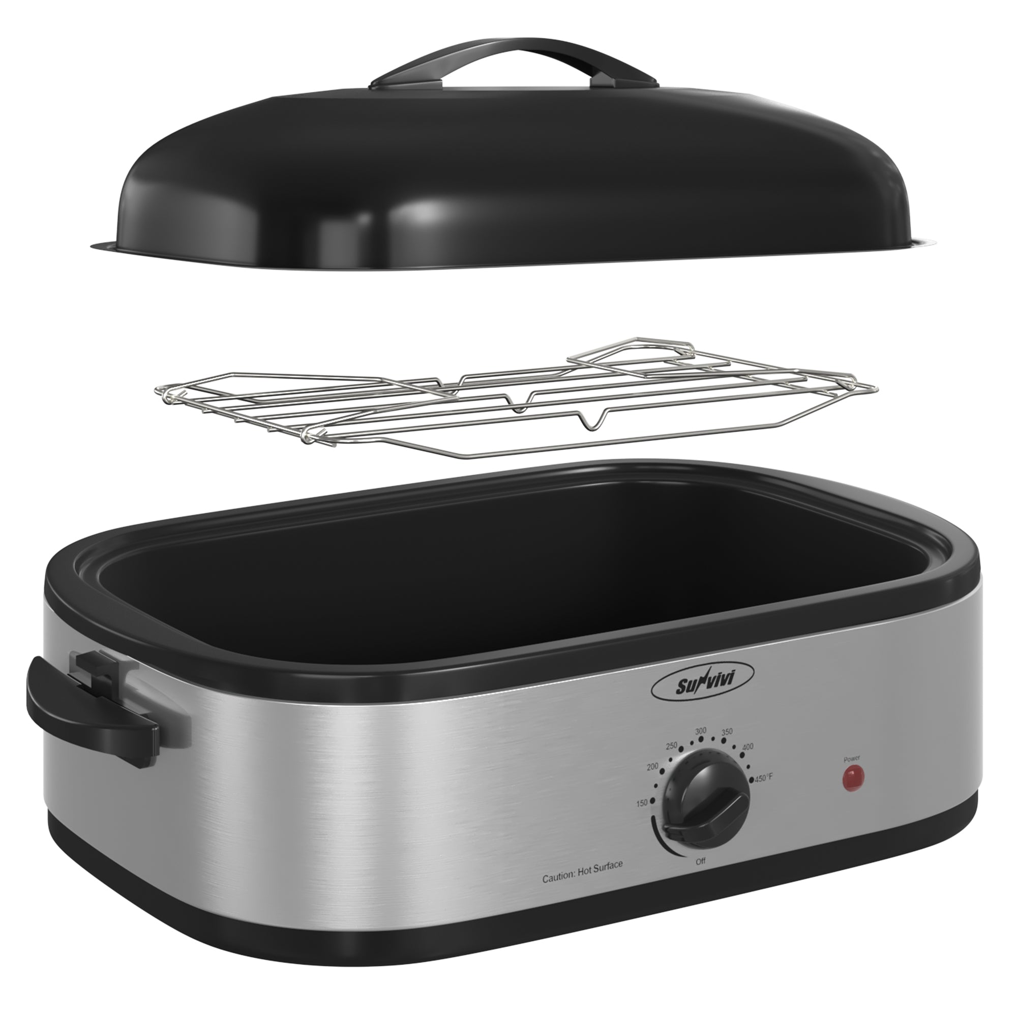 Sunvivi 14 Quart Electric Roaster with Self-Basting Lid