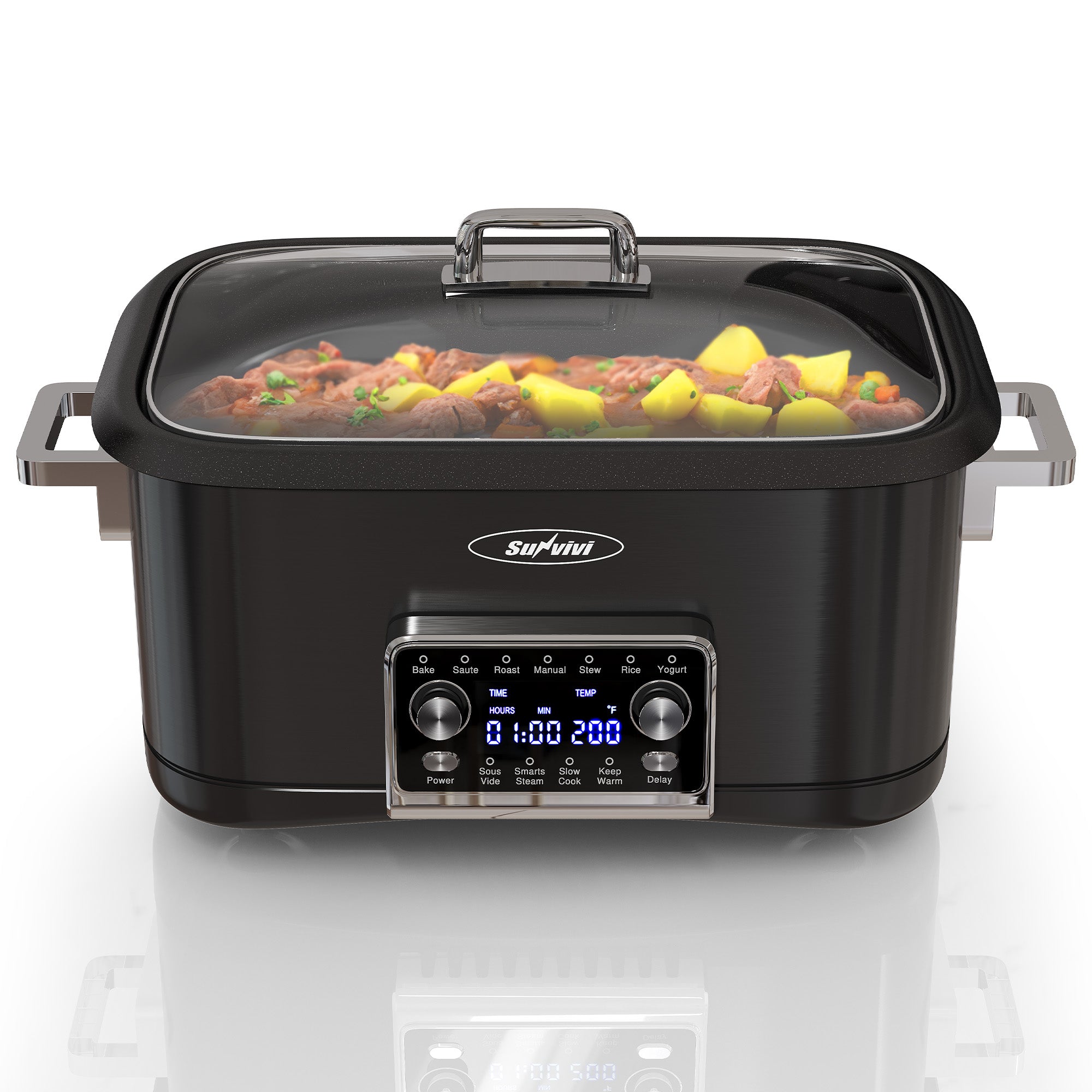 Sunvivi 8 Quart Slow Cooker Roaster Oven, 12 in 1 Programmable Multi-Cooker Food Warmer