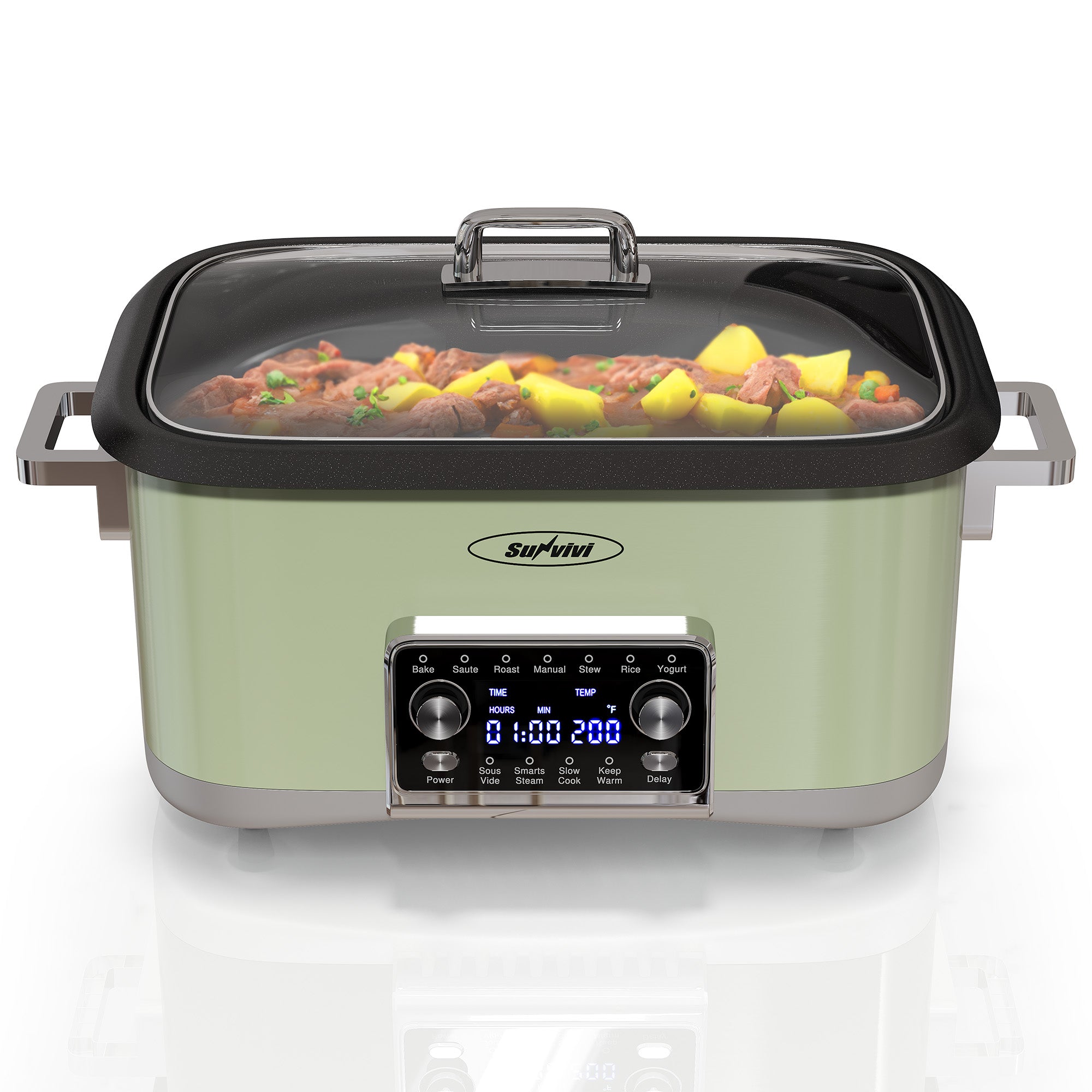 Sunvivi 8 Quart Slow Cooker Roaster Oven, 12 in 1 Programmable Multi-Cooker Food Warmer