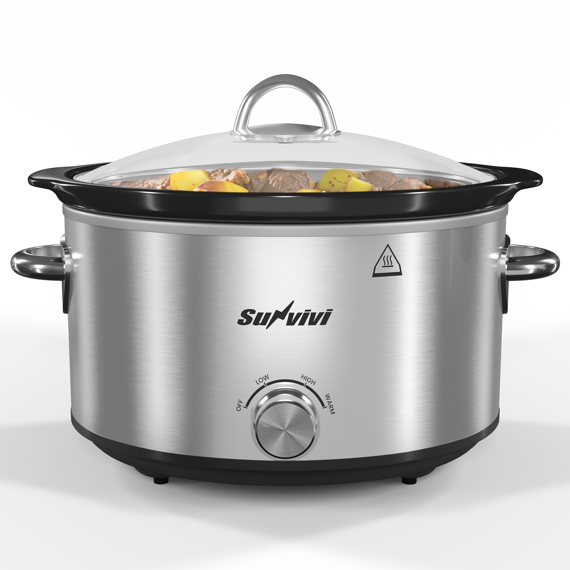 Sunvivi 4 Quart Slow Cooker with 3 Heating Settings