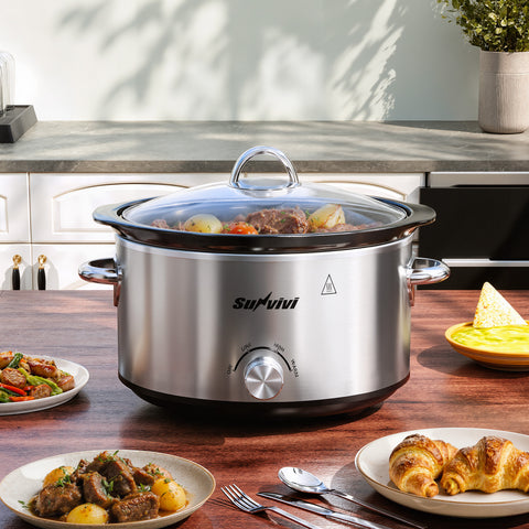 Sunvivi 4 Quart Slow Cooker with 3 Heating Settings