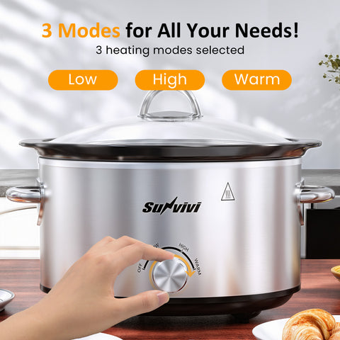 Sunvivi 4 Quart Slow Cooker with 3 Heating Settings