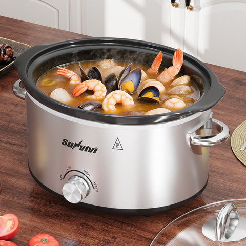 Sunvivi 4 Quart Slow Cooker with 3 Heating Settings