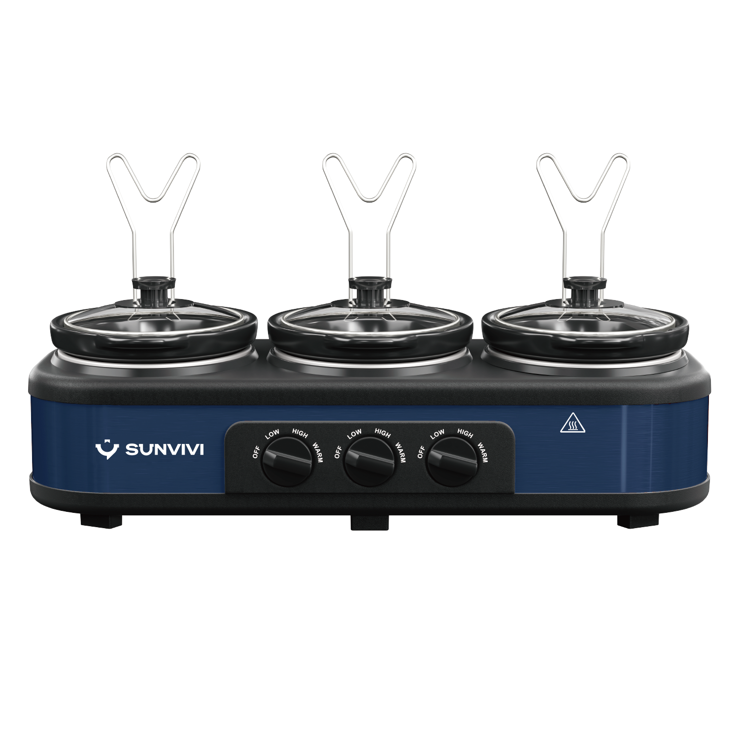 Sunvivi 7.5QT Triple Slow Cooker Buffet Server with 3 x 2.5QT Pots
