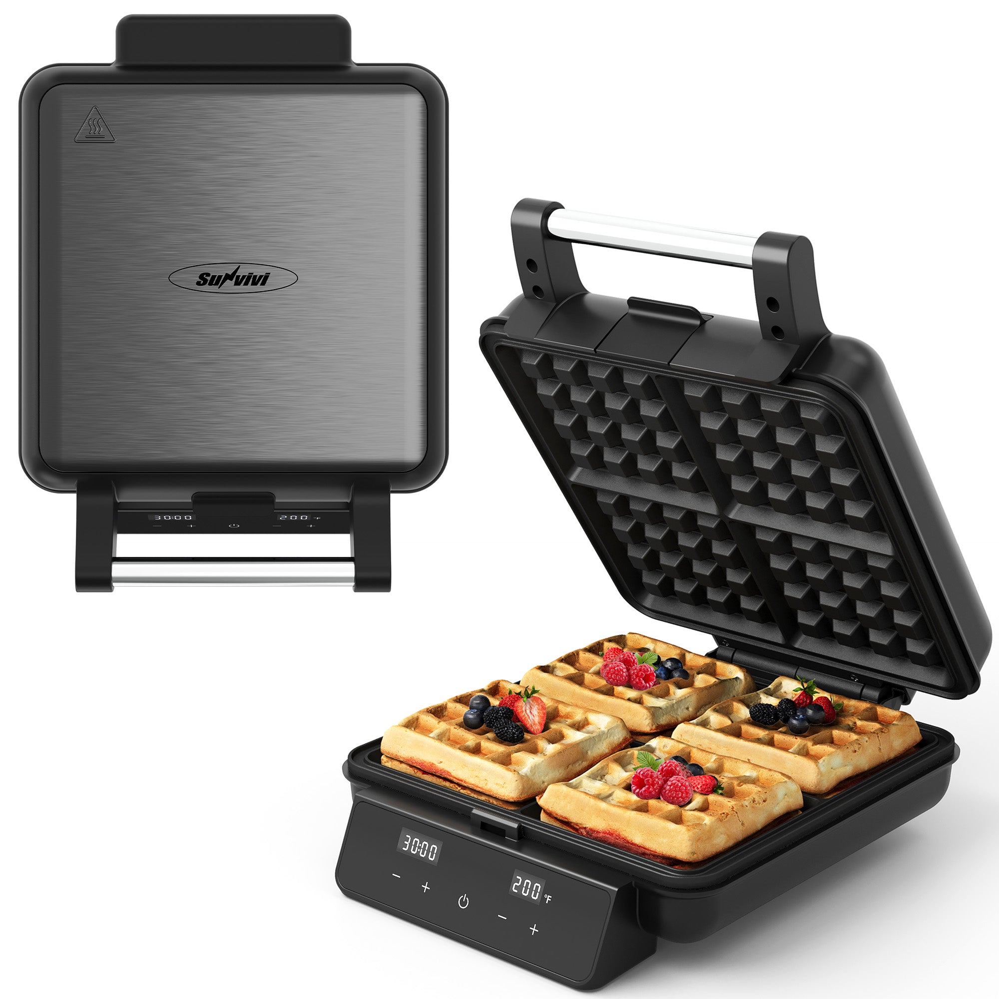 Sunvivi 4-Slice Belgian Digital Waffle Maker