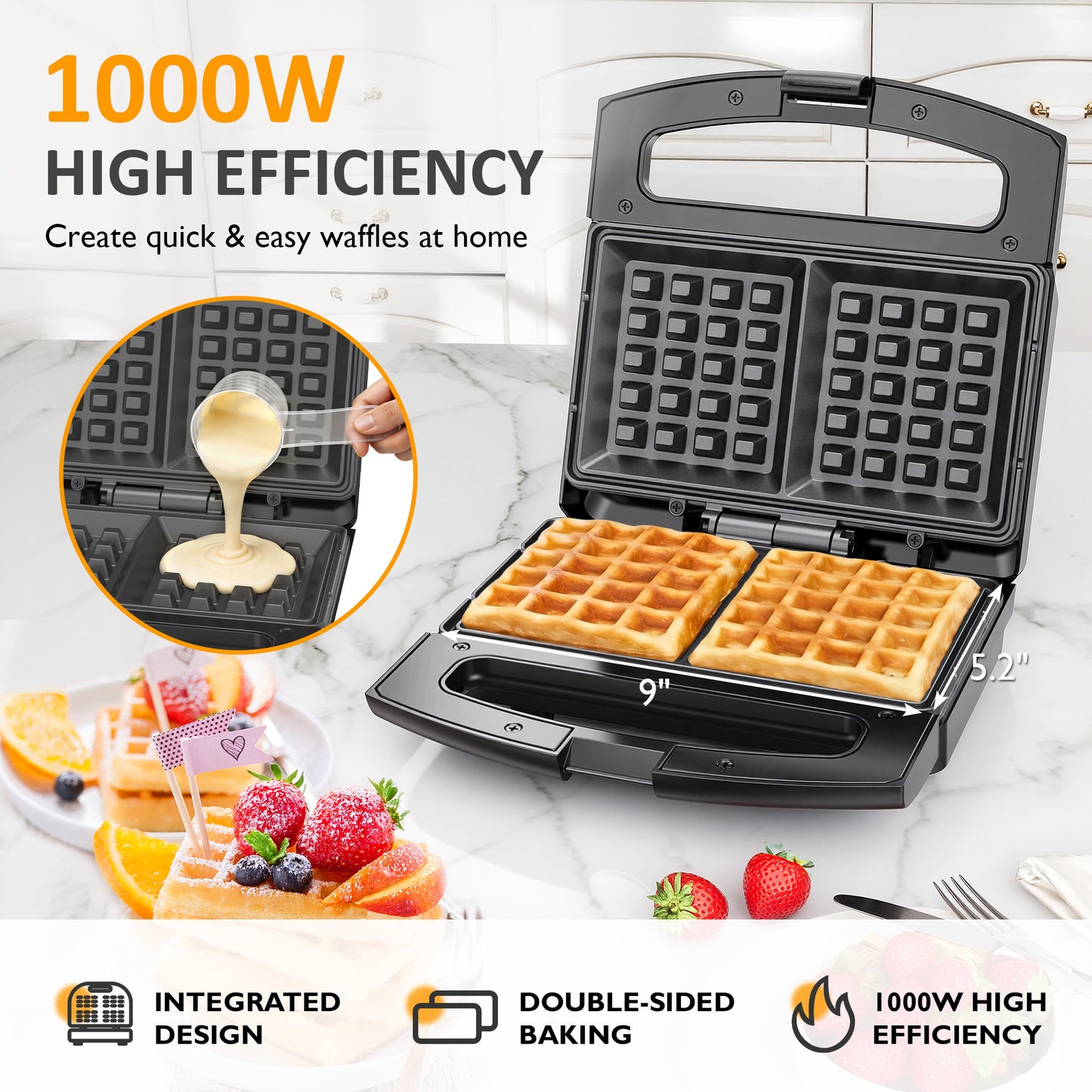 SUNVIVI 2 Slice Waffle Maker