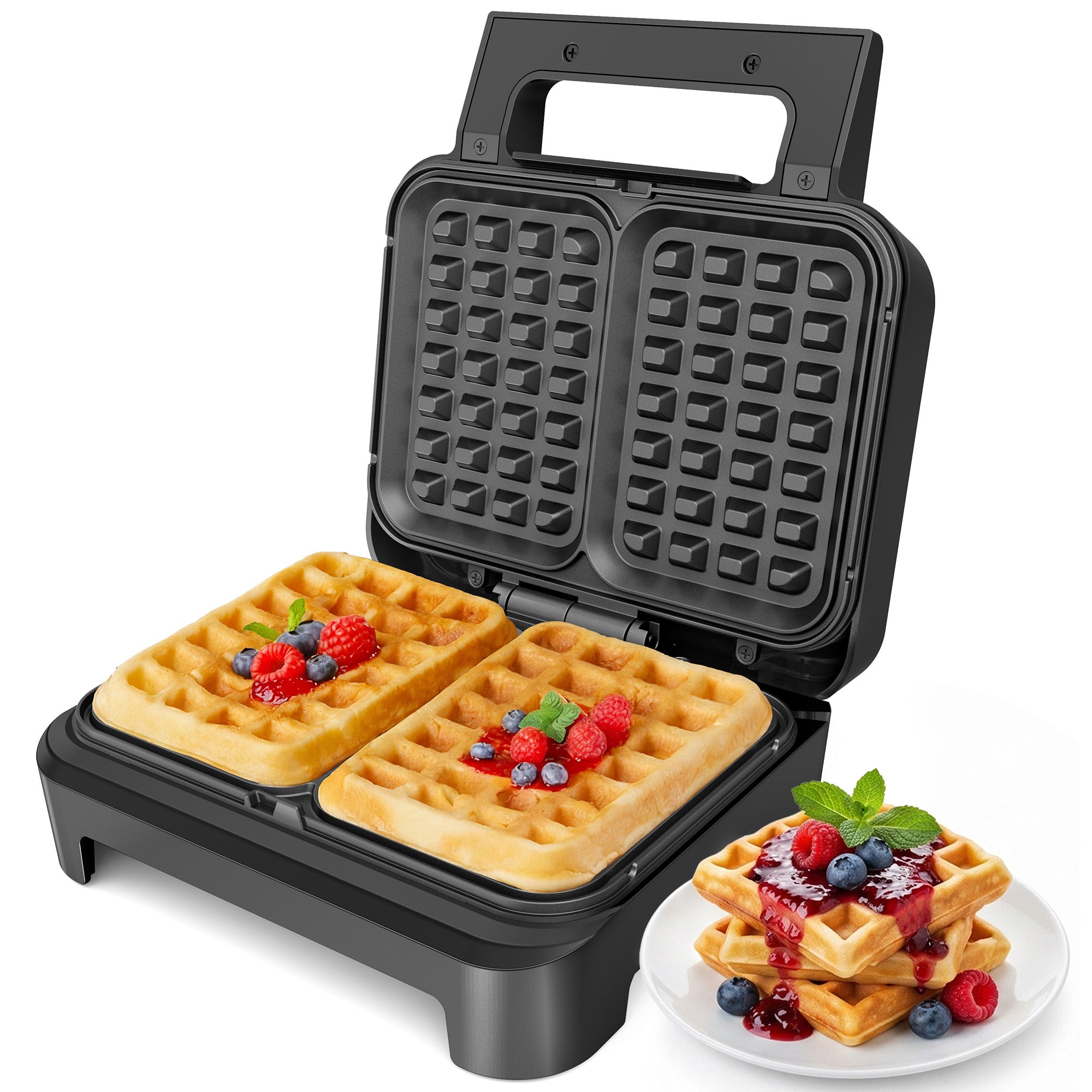 SUNVIVI 2 Slice Waffle Maker with Heating Adjustable Control