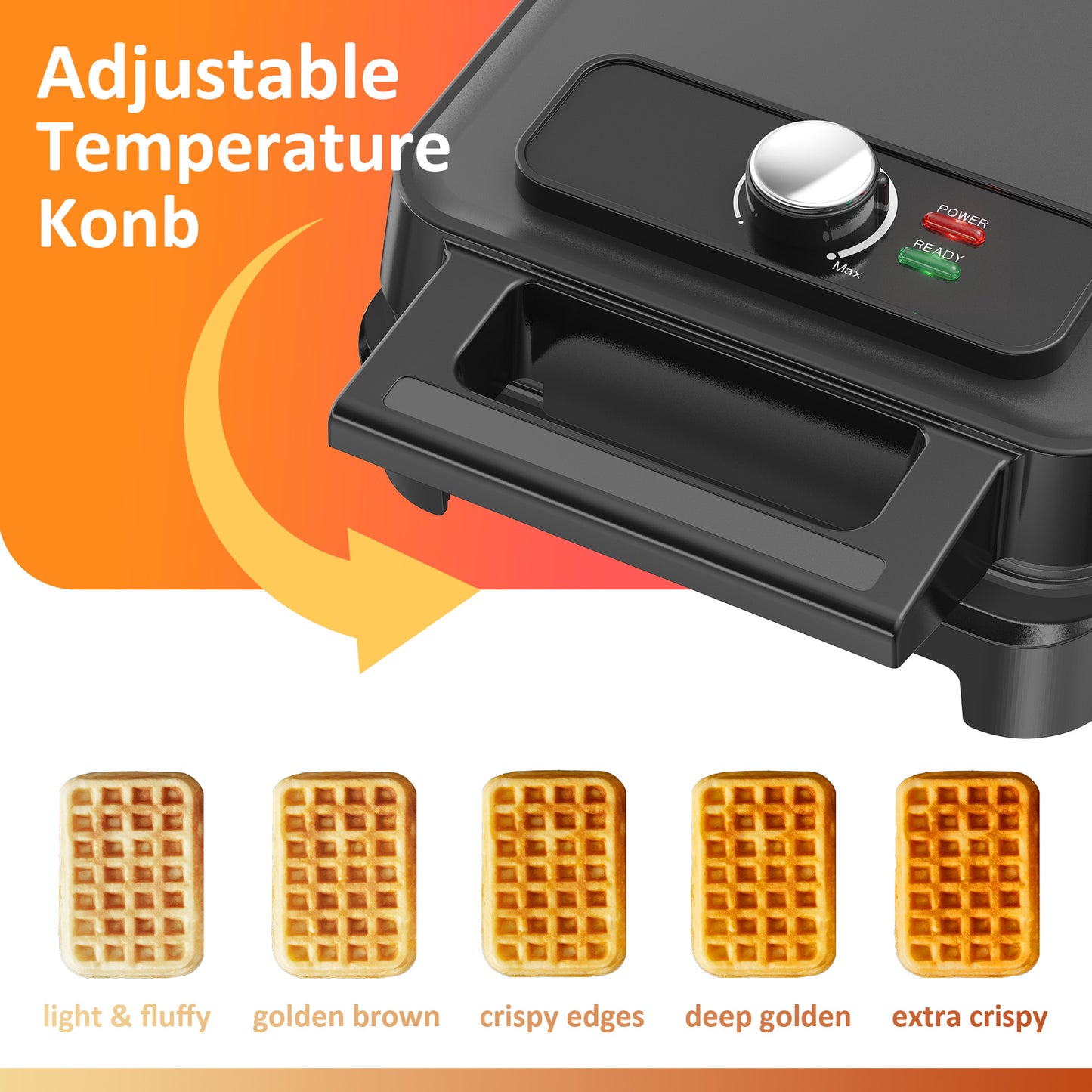 SUNVIVI 2 Slice Waffle Maker with Heating Adjustable Control