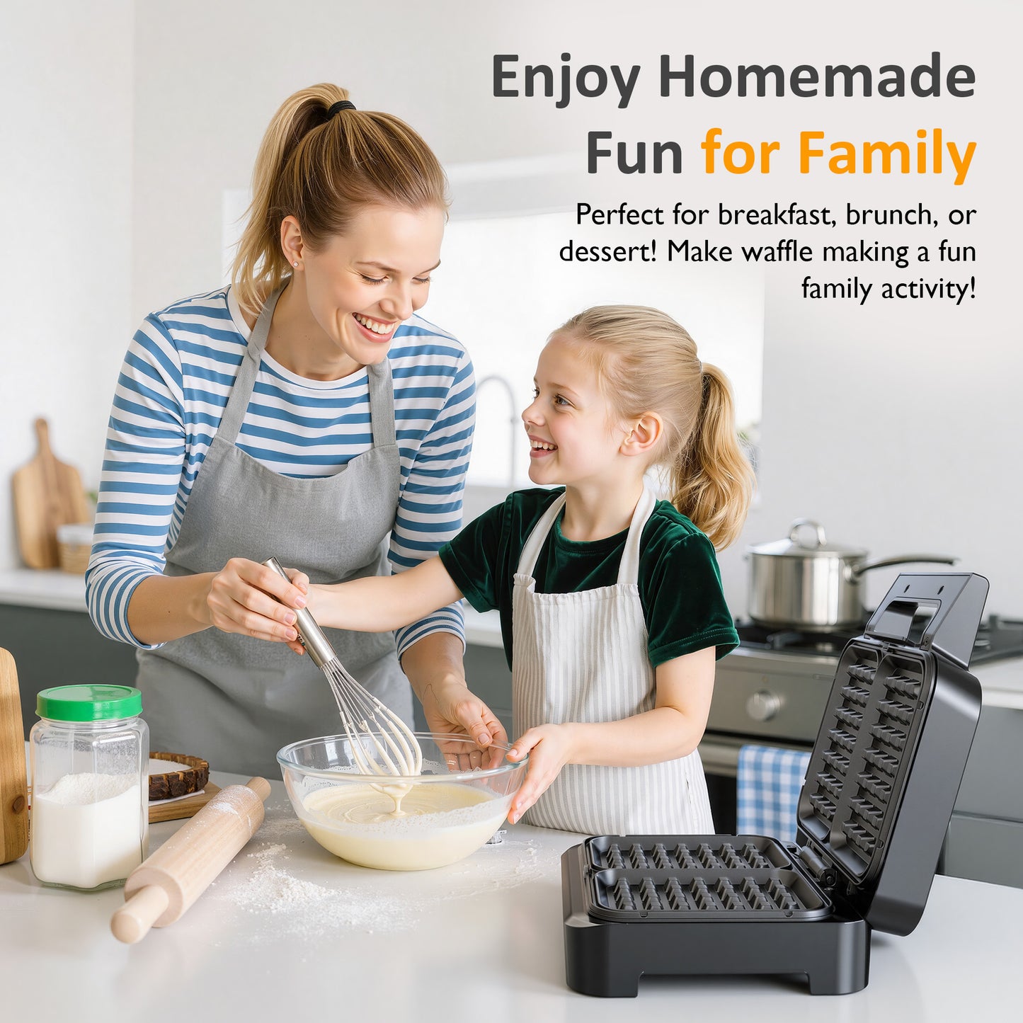 SUNVIVI 2 Slice Waffle Maker with Heating Adjustable Control