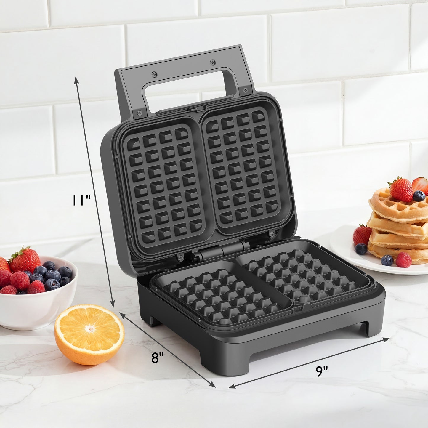 SUNVIVI 2 Slice Waffle Maker with Heating Adjustable Control
