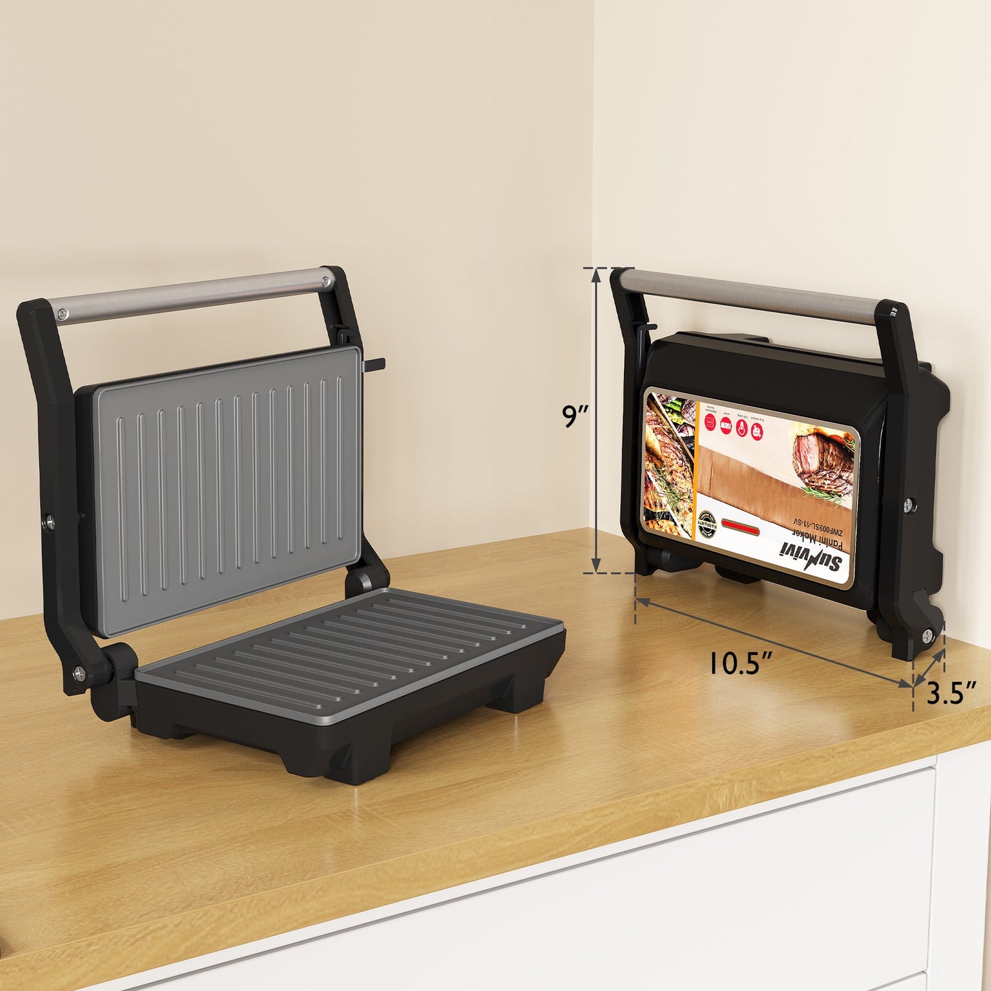 Sunvivi 1000W Portable Panini Press Sandwich Maker