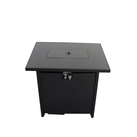 Outdoor Fire Pit Table 25-Inch Height x 42-Inch Width Black Steel with Lid