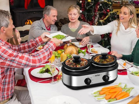 Dual Slow Cooker Ceramic Replacement Insert for Sunvivi,1.25-Quart Black Dishwasher Safe