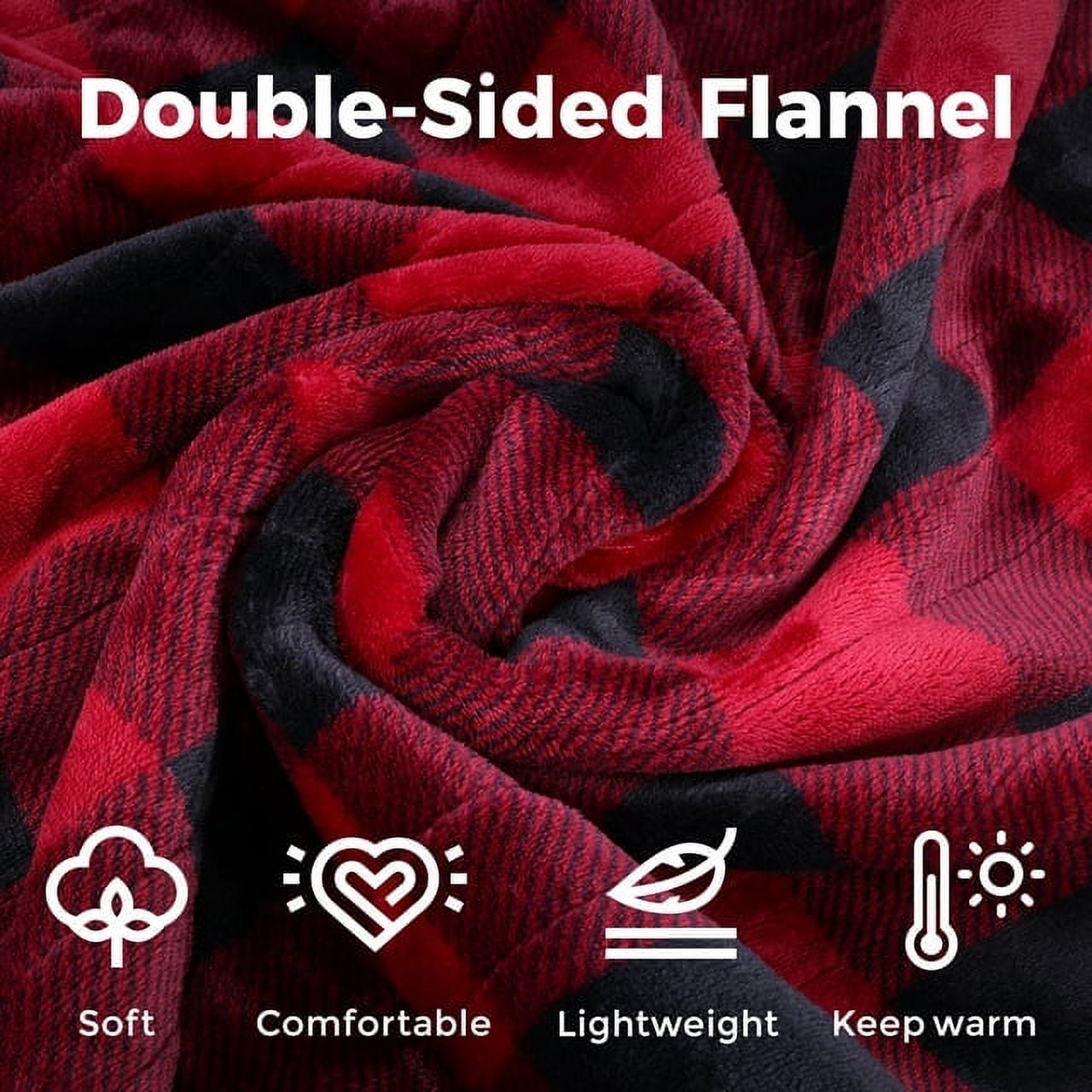 SUNVIVI 50" x 60" Electric Blankets Heated Throw Soft Flannel Heating Blanket with 4 Hours Auto Off, 5 Years Warranty, ETL Certified, Machine Washable, Red & Black