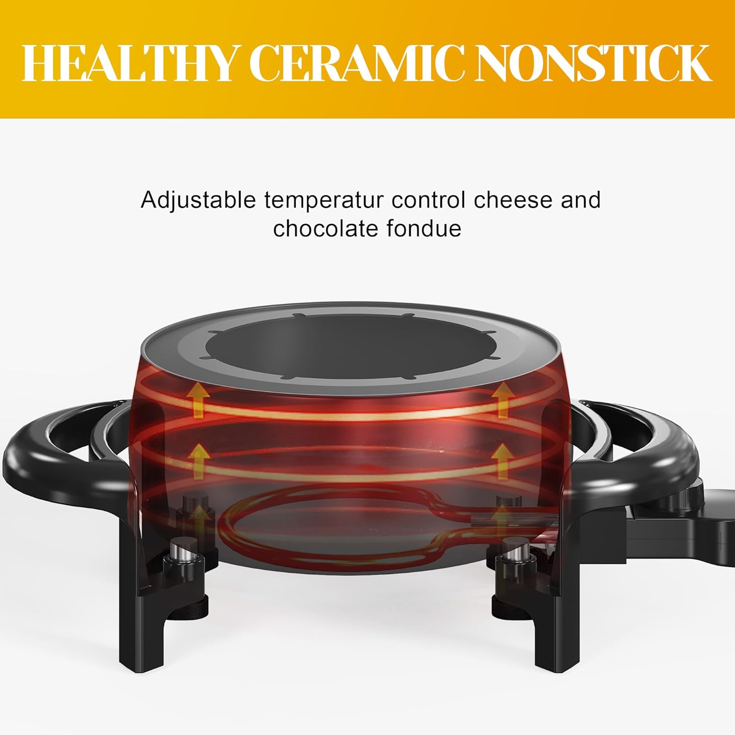 Electric Fondue Pot Set 3 Quart Fondue Set for Melting Chocolate Cheese with 8 Color-Coded Forks