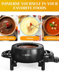 Electric Fondue Pot Set 3 Quart Fondue Set for Melting Chocolate Cheese with 8 Color-Coded Forks