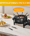 Electric Fondue Pot Set 3 Quart Fondue Set for Melting Chocolate Cheese with 8 Color-Coded Forks