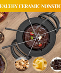 Electric Fondue Pot Set 3 Quart Fondue Set for Melting Chocolate Cheese with 8 Color-Coded Forks