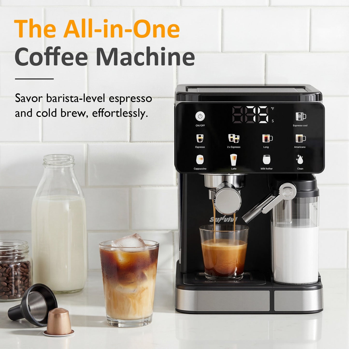 Espresso Machine & Iced Coffee Maker with Cold Brew Self-Clean