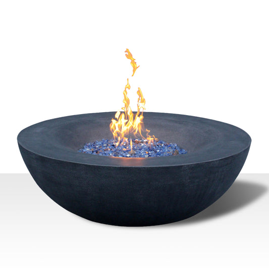 42 Inch Outdoor Concrete Propane gas Fire Pit bowl in Ash Black color