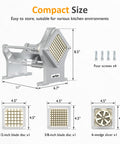 French Fry Cutter with 1/2 Inch and 3/8 Inch Blades 6-wedge Slicer Stainless Steel