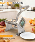 French Fry Cutter with 1/2 Inch and 3/8 Inch Blades 6-wedge Slicer Stainless Steel