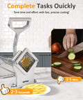 French Fry Cutter with 1/2 Inch and 3/8 Inch Blades 6-wedge Slicer Stainless Steel