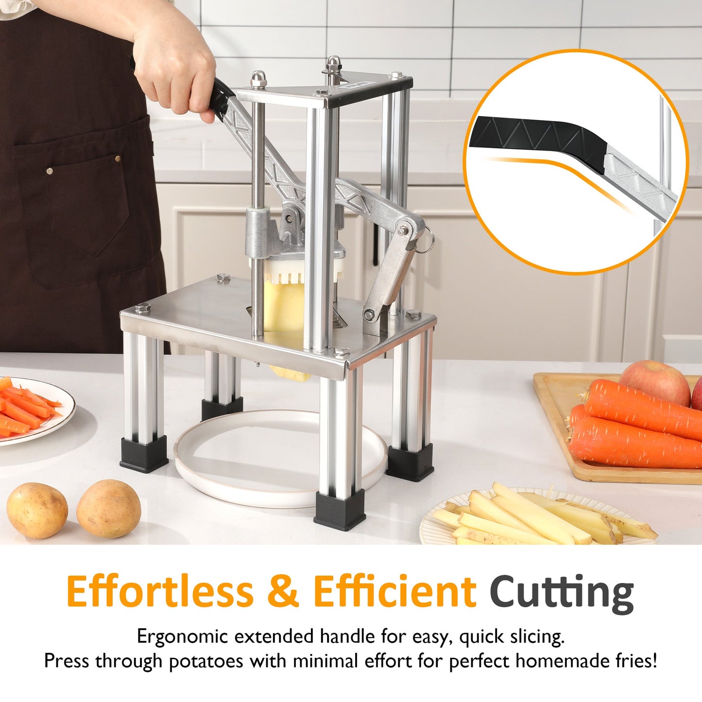 French Fry Cutter with 1/2 Inch and 3/8 Inch Blades Stainless Steel