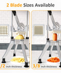French Fry Cutter with 1/2 Inch and 3/8 Inch Blades Stainless Steel