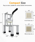 French Fry Cutter with 1/2 Inch and 3/8 Inch Blades Stainless Steel