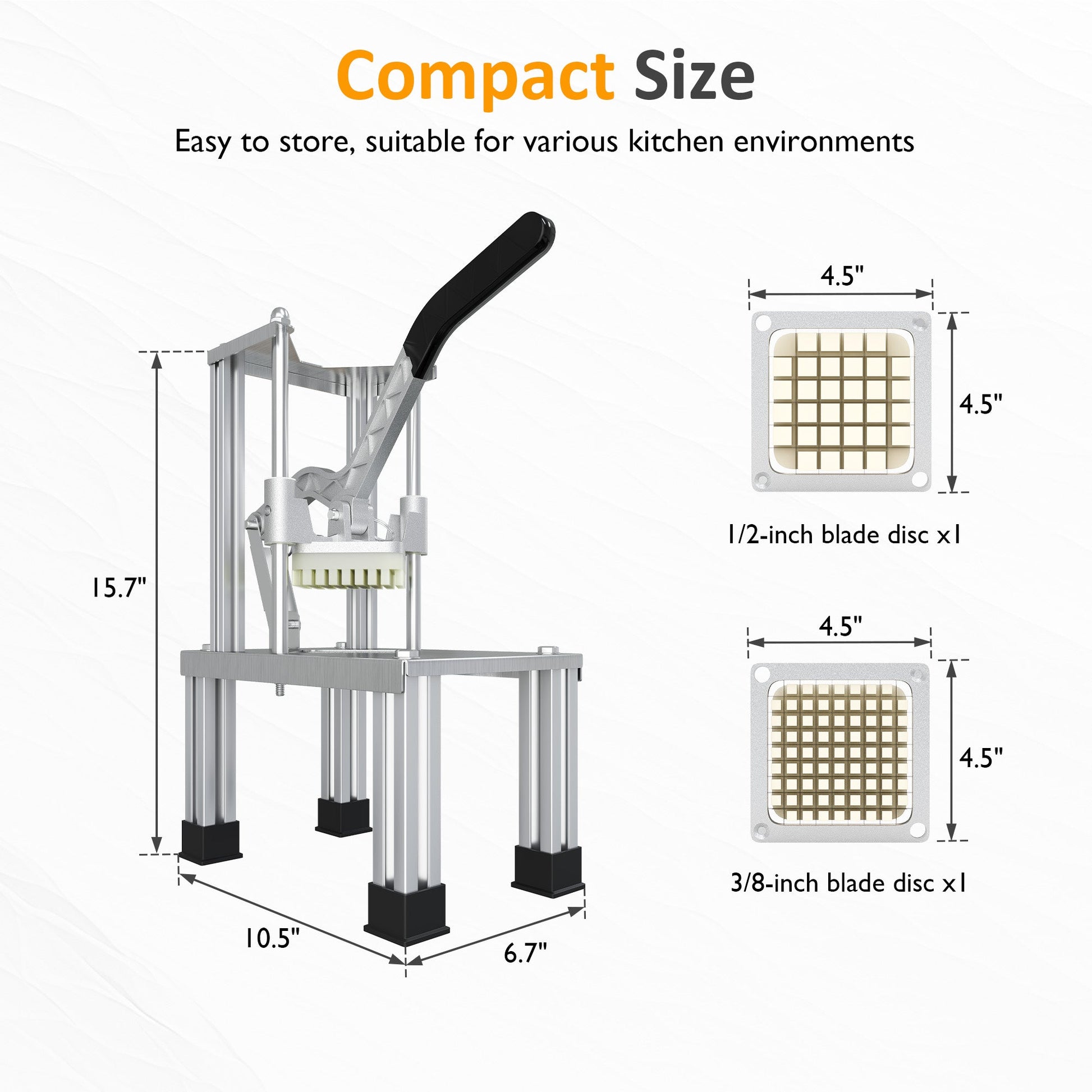 French Fry Cutter with 1/2 Inch and 3/8 Inch Blades Stainless Steel