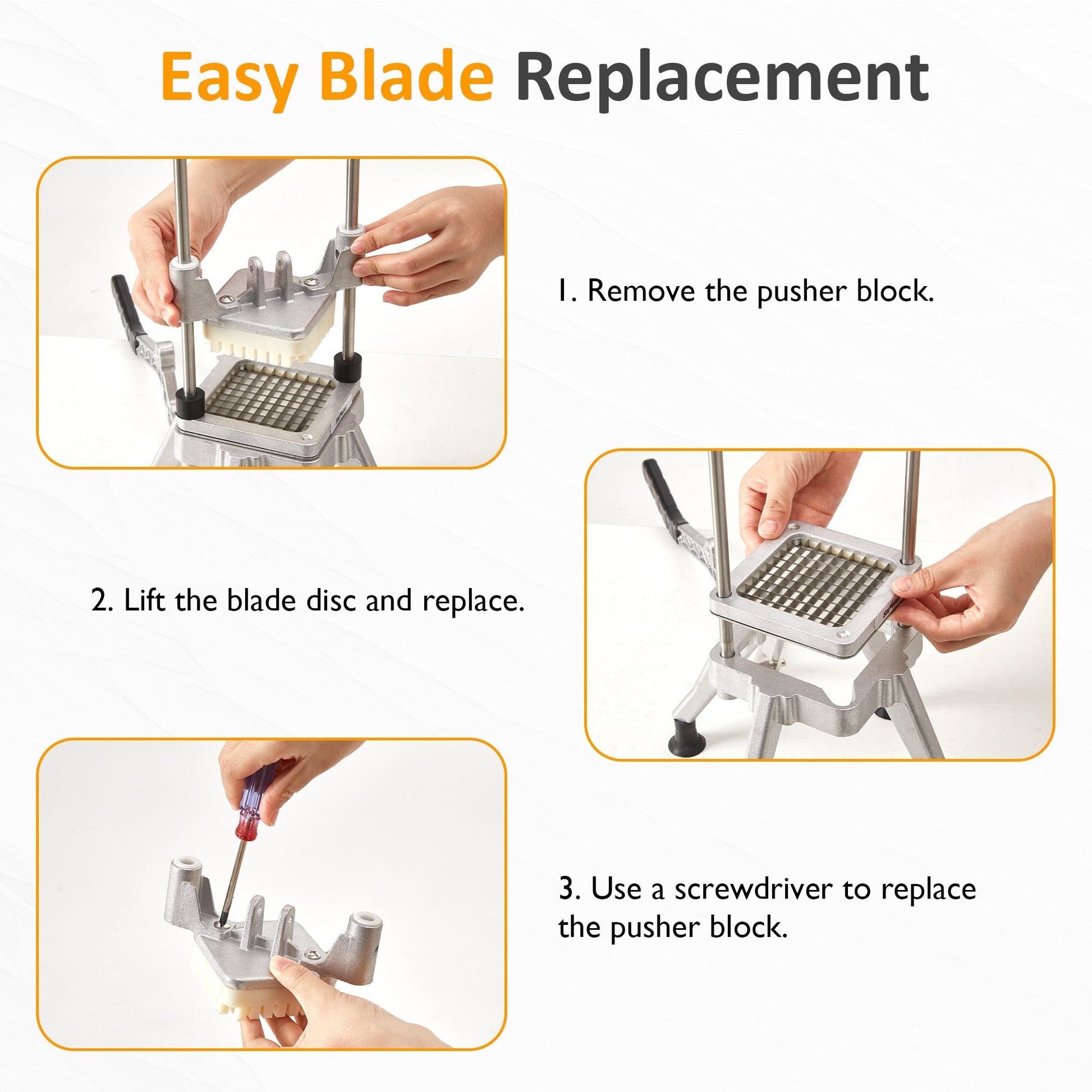 French Fry Cutter with 1/2 Inch and 3/8 Inch Blades Stainless Steel