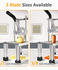 French Fry Cutter with 1/2 Inch and 3/8 Inch Blades Stainless Steel
