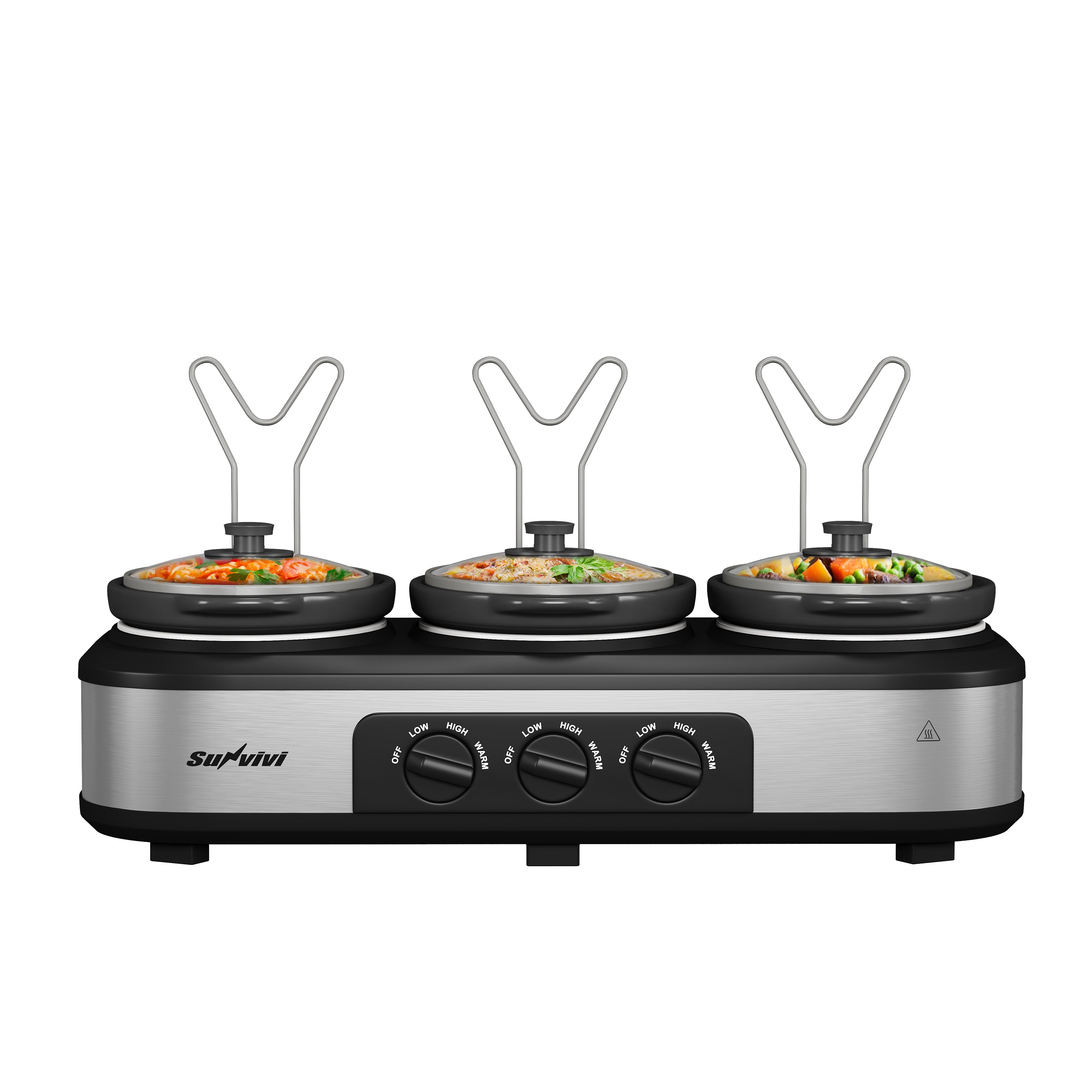 Sunvivi Triple Slow Cooker, Buffet Server, 3*1.5QT