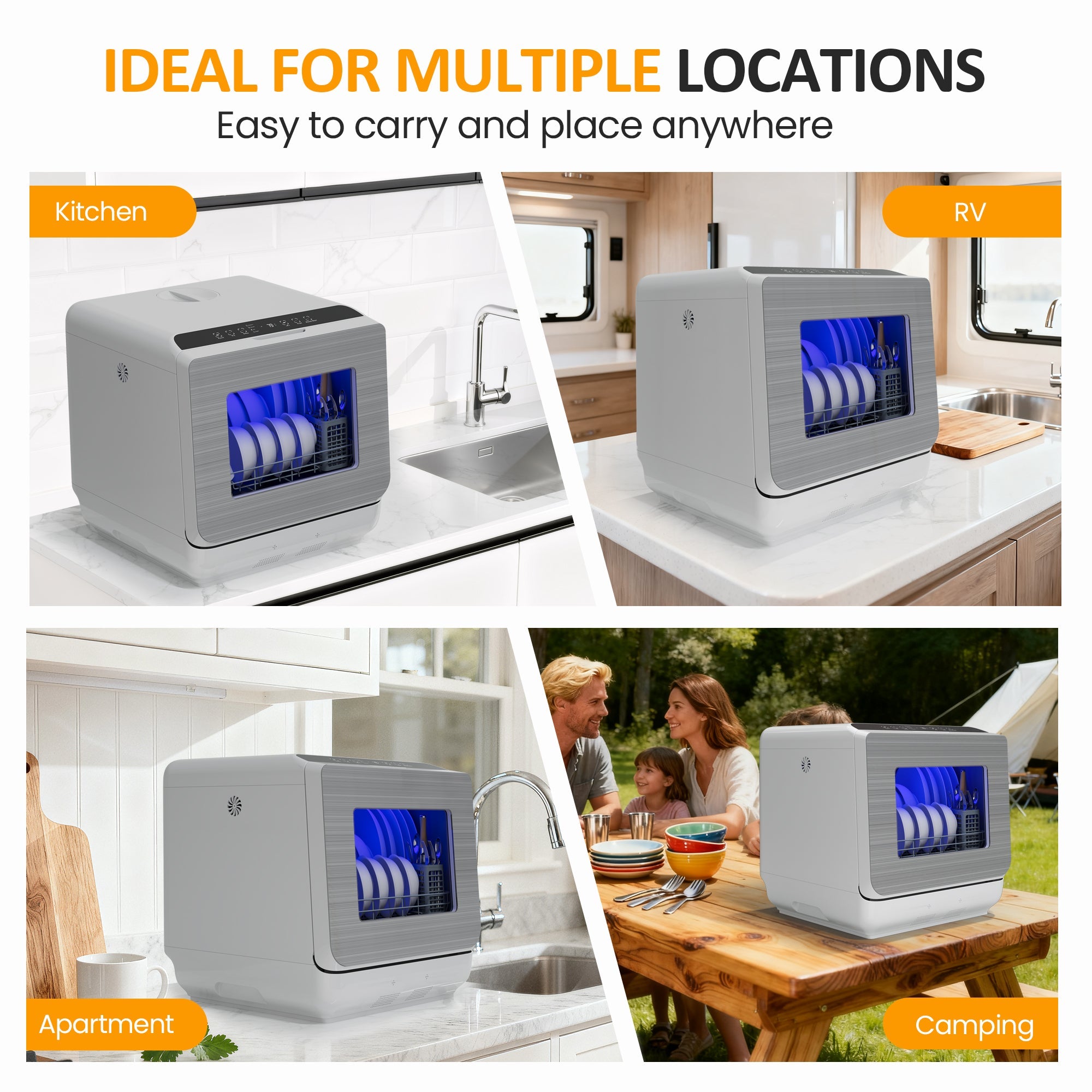 Portable Countertop Dishwasher with 152OZ Water Tank 6 Smart Wash Modes