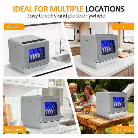 Portable Countertop Dishwasher with 152OZ Water Tank 6 Smart Wash Modes