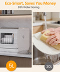 Portable Countertop Dishwasher with 152OZ Water Tank 6 Smart Wash Modes