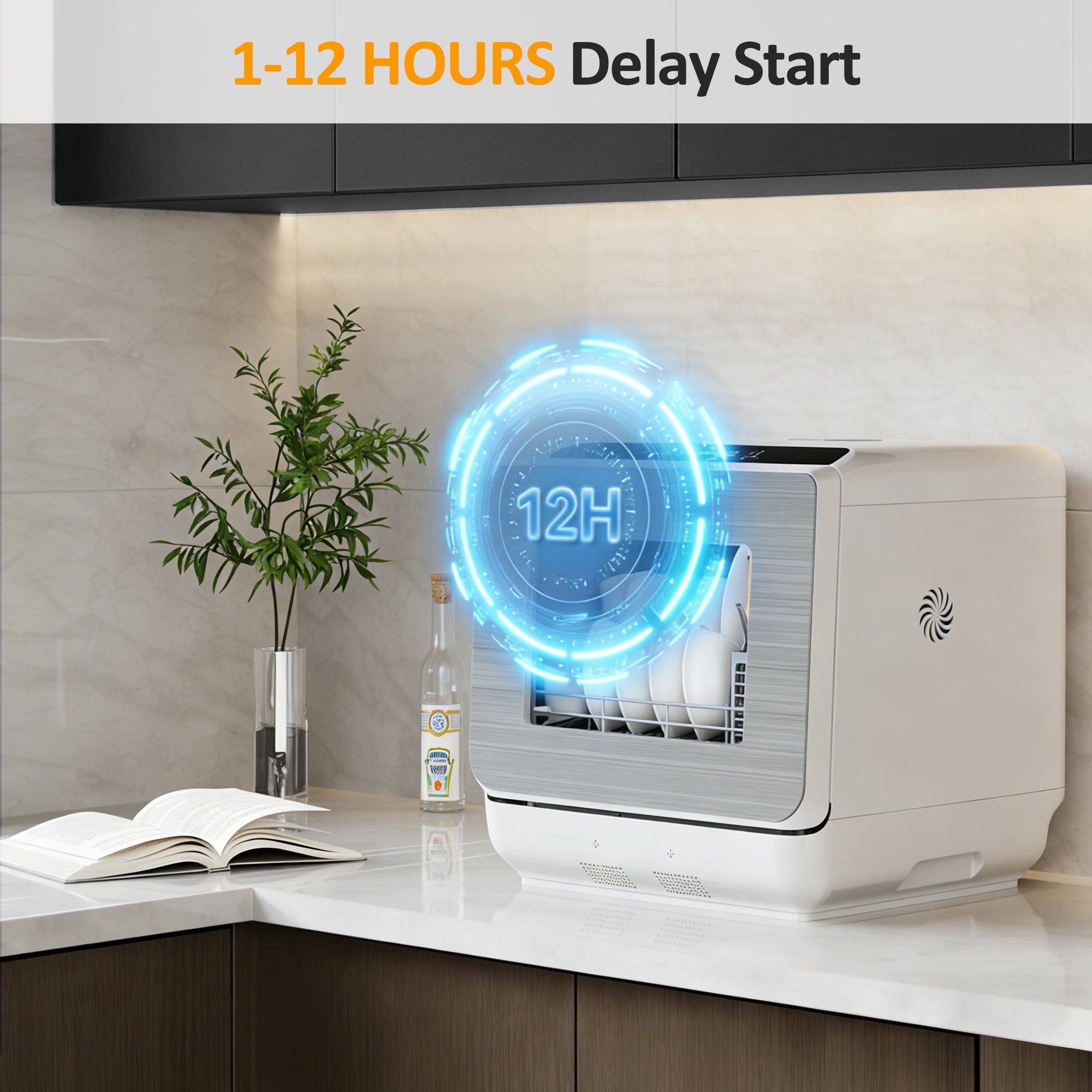 Portable Countertop Dishwasher with 152OZ Water Tank 6 Smart Wash Modes