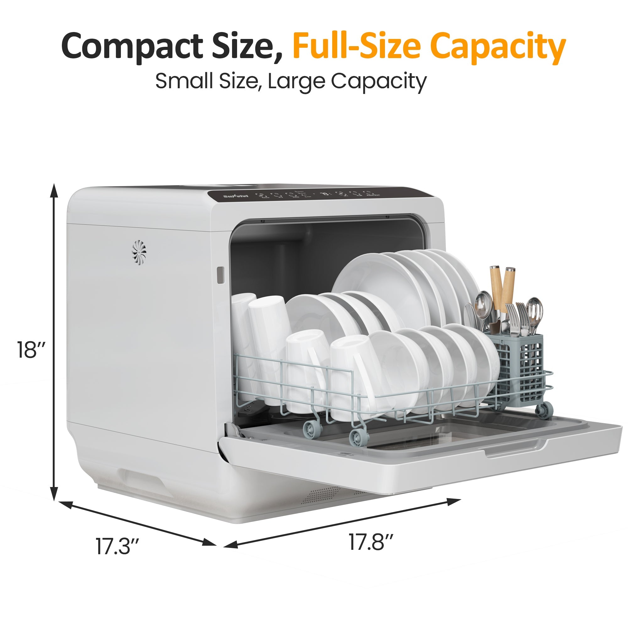 Portable Countertop Dishwasher with 152OZ Water Tank 6 Smart Wash Modes