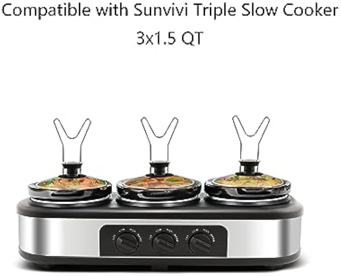 Sunvivi 1.5Qt Tempered Glass Replacement for Sunvivi Triple Slow Cooker Cover Clear Dishwasher