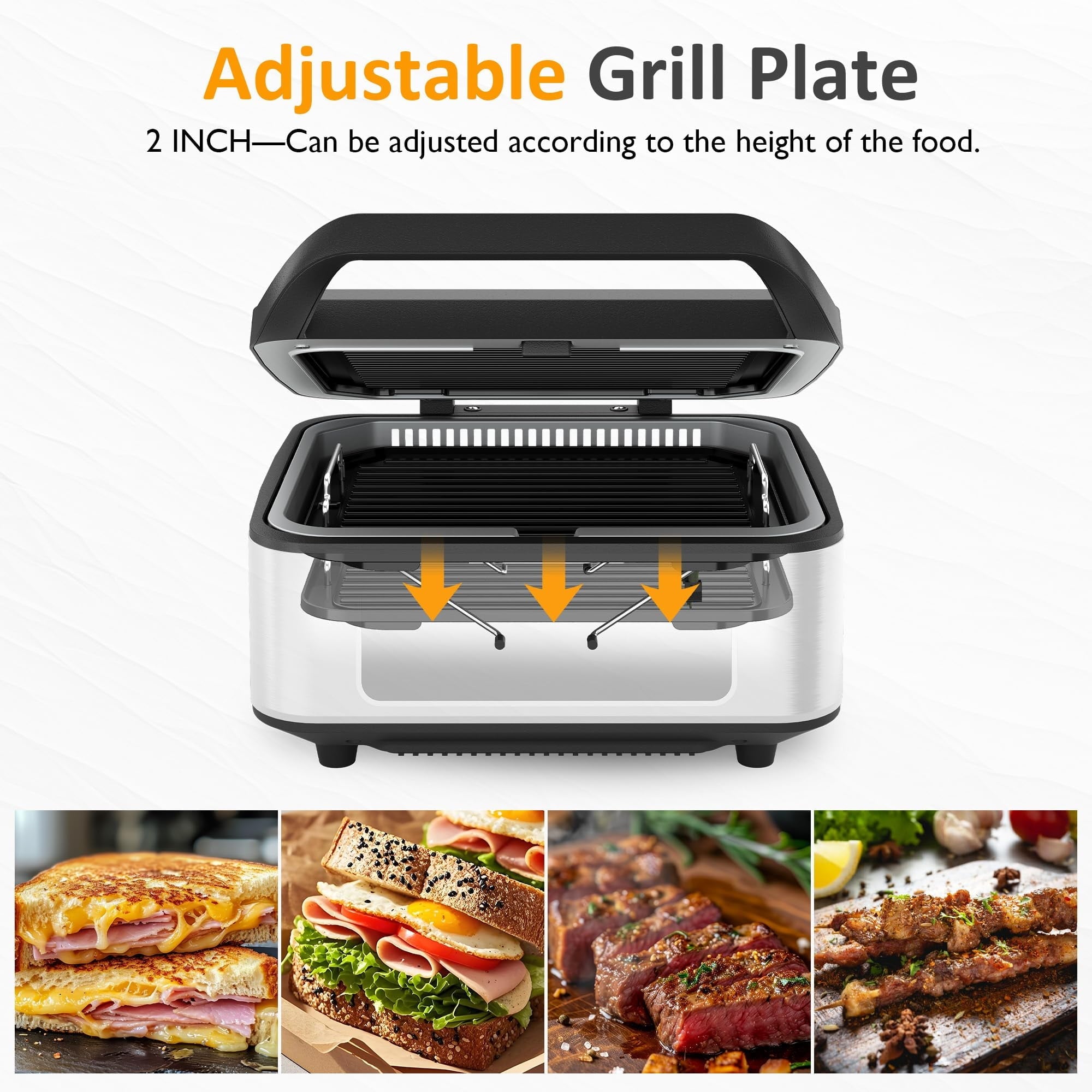Sunvivi 1300W Smokeless Indoor Grill Electric Panini Press Sandwich Makers - Sandwich Grills