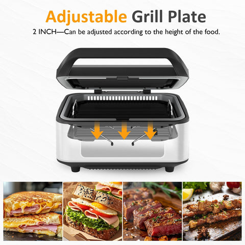 Sunvivi 1300W Smokeless Indoor Grill Electric Panini Press Sandwich Makers - Sandwich Grills