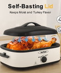 Sunvivi 14 Quart Electric Roaster with Self-Basting Lid