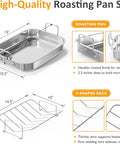 Sunvivi 15.6 inch Roasting Pan with V-Shaped Rack
