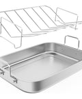 Sunvivi 15.6 inch Roasting Pan with V-Shaped Rack