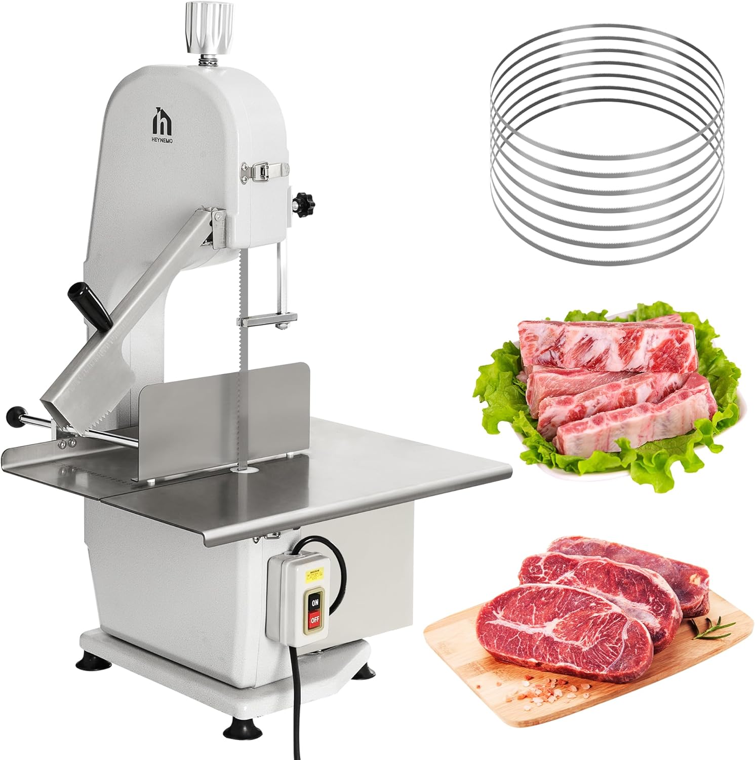 Sunvivi 1500W Electric Meat Bandsaw Bone Sawing Machine 0.16-7.9 Inch Cutting Thickness