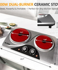 Sunvivi 1800W Dual Burner Portable Electric Ceramic Stove ?¡ìC Knob Control