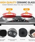 Sunvivi 1800W Dual Burner Portable Electric Ceramic Stove ?¡ìC Knob Control