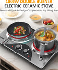Sunvivi 1800W Dual Burner Portable Electric Ceramic Stove ?¡ìC Knob Control