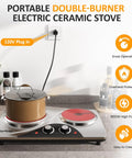 Sunvivi 1800W Dual Burner Portable Electric Ceramic Stove ?¡ìC Knob Control